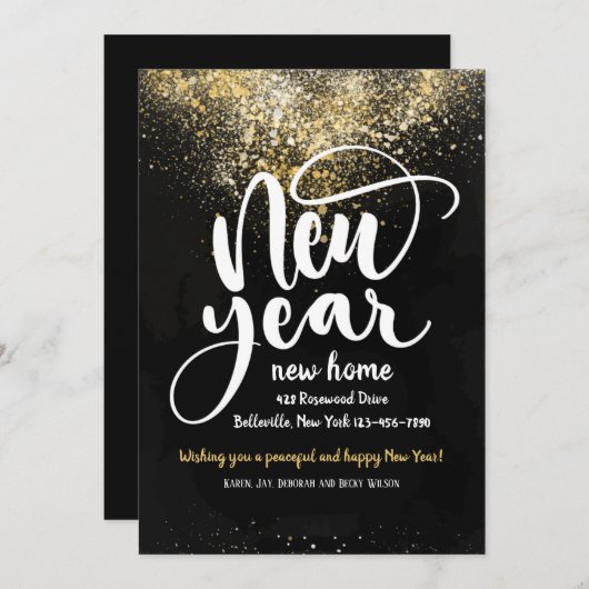 新年の新住宅引越し案内 招待状 (正面/裏面)