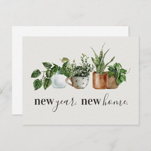 新年の新住宅引越し案内 案内ポストカード (正面/裏面)