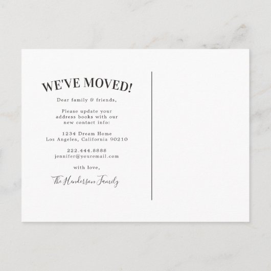 新年の新住宅引越し案内 案内ポストカード (裏面)