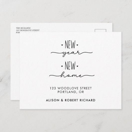 新年の新住所ホームの移動発表 ポストカード (正面/裏面)
