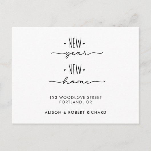 新年の新住所ホームの移動発表 ポストカード (正面)