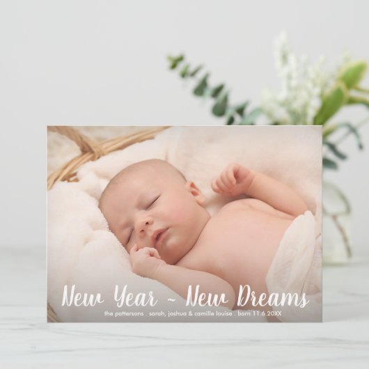 新年の新夢モダンのクラシック写真 シーズンカード (スタンド正面)