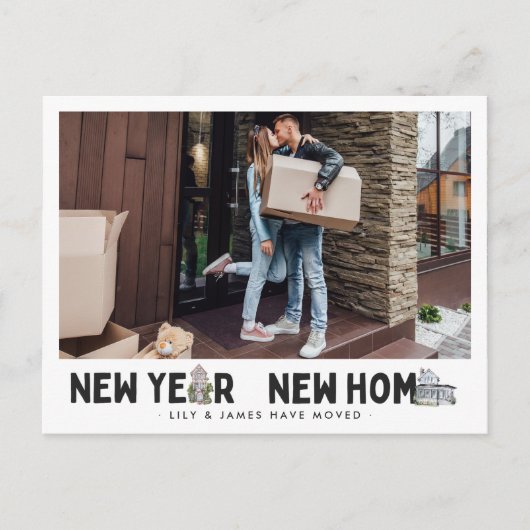 新年の新居 |住所の写真変更 ポストカード (正面)