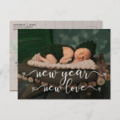 新年の新恋の誕生の発表 ポストカード (正面/裏面)
