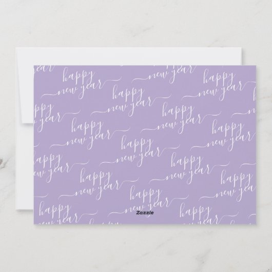 新年の新生児エレガントスクリプト3写真薄紫 シーズンカード (裏面)