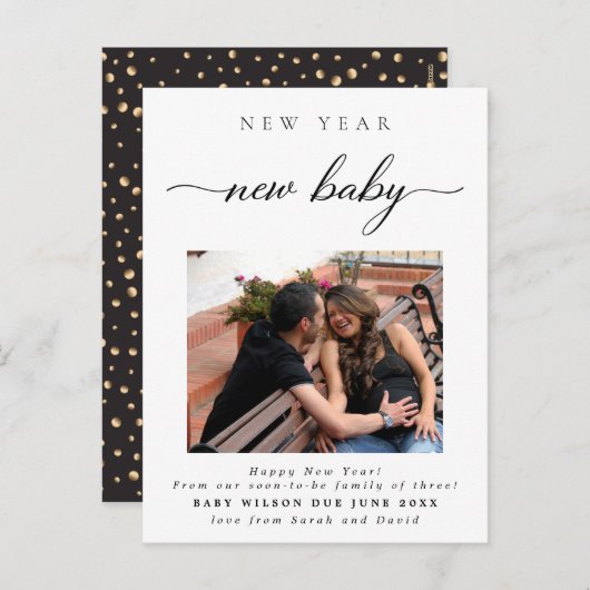 新年の新生児写真妊娠 シーズンポストカード (正面/裏面)