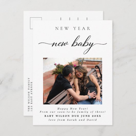 新年の新生児写真 案内ポストカード (正面/裏面)