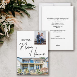 新年の新築家族の写真と家 シーズンカード