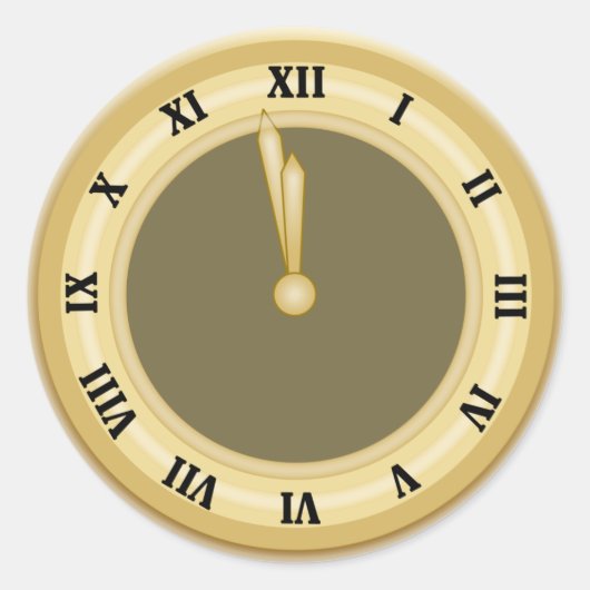 新年の時計の休日のステッカー ラウンドシール (正面)