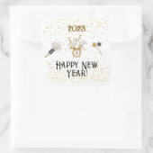 新年の時計、星、グリッター、星空 スクエアシール (バッグ)