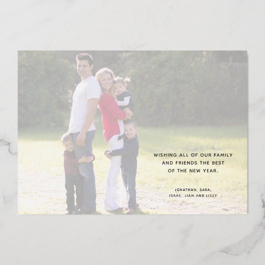 新年の書を楽しむ | 2フォトゴールドフォイル 箔シーズンカード (裏面)