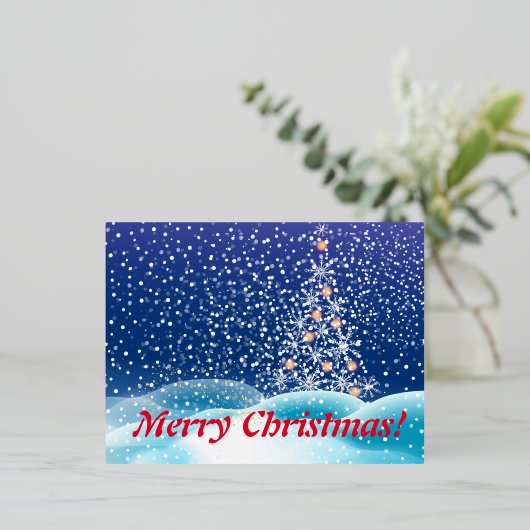 新年の木，クリスマス祝い 箔シーズンポストカード (立ち正面)