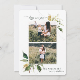 新年の植物学の2つの写真家 シーズンカード