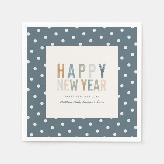 新年の水玉模様モダン図 スタンダードカクテルナプキン (正面)