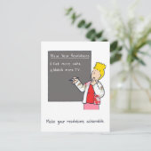 新年の決意ユーモアのケーキとテレビ シーズンポストカード (スタンド正面)