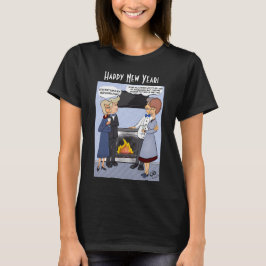 新年の決議案ブラック・ウィメンズTシャツ Tシャツ