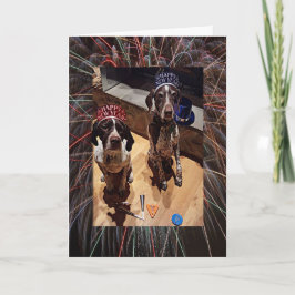 新年の犬と花火のグリーティングカード シーズンカード