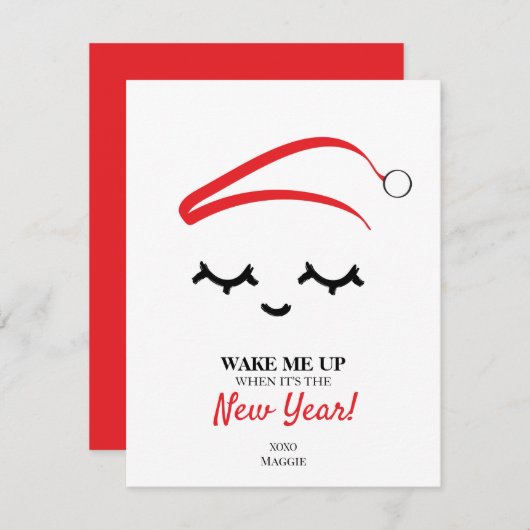 新年の目を覚ましてクリスマスおもしろいを シーズンカード (正面/裏面)