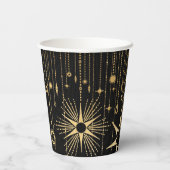新年の祈りが黒星と金ゴールド 紙コップ (裏面)