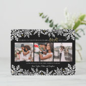 新年の祝日 |雪片 | 3枚のフォトカード シーズンカード (スタンド正面)