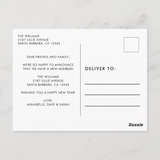 新年の自宅写真移動のお知らせポストカ ポストカード (裏面)