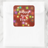 新年の花火が赤く輝く スクエアシール (バッグ)