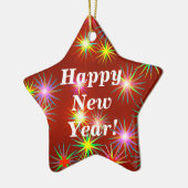新年の花火が赤く輝く セラミックオーナメント (左)