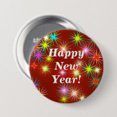 新年の花火が赤く輝く 缶バッジ (正面&裏面)