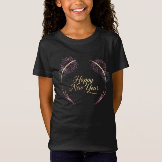 新年の花火デザイン Tシャツ (正面)
