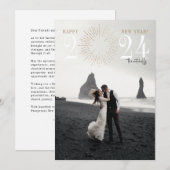 新年の花火バーストエレガントホリデーカード シーズンカード (正面/裏面)