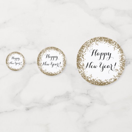 新年の表のスキャッタ金ゴールドと白 コンフェッティ (裏面)