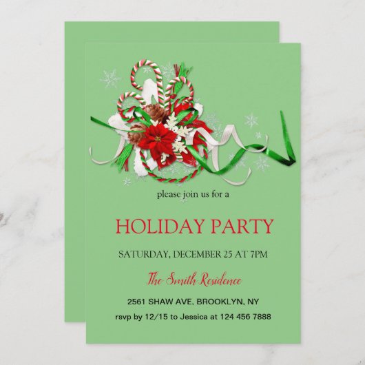 新年の装飾ロリポップ・アートの、クリスマススターInvite 招待状 (正面/裏面)