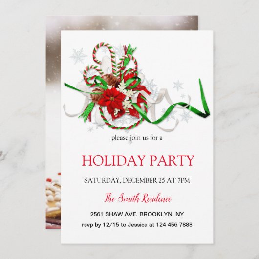 新年の装飾ロリポップ・アートの、クリスマススターInvite 招待状 (正面/裏面)