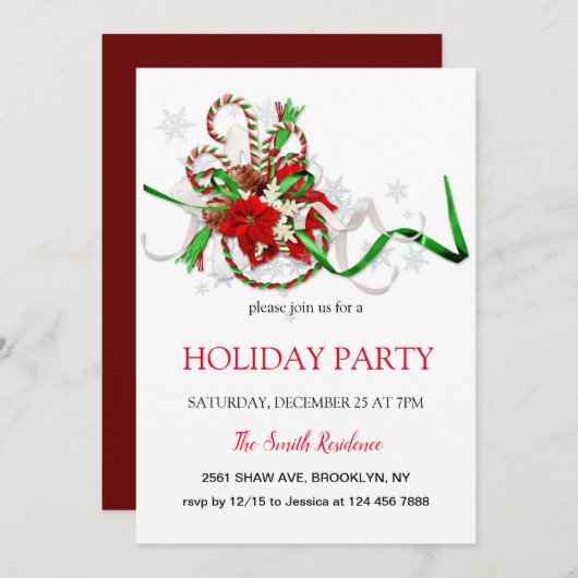 新年の装飾ロリポップ・アートの、クリスマススターInvite 招待状 (正面/裏面)