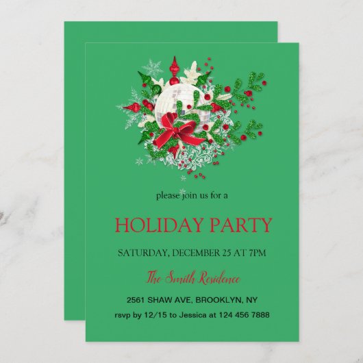 新年の装飾、クリスマススター招待状 招待状 (正面/裏面)