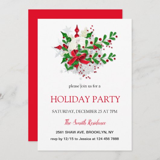 新年の装飾、クリスマススター招待状 招待状 (正面/裏面)