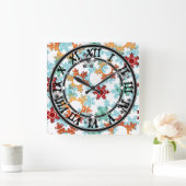 新年の装飾,クリスマス,新年,雪 スクエア壁時計 (ホーム)