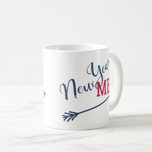 新年の解決策のおもしろいタイポグラフィのアラーム コーヒーマグカップ (正面右)