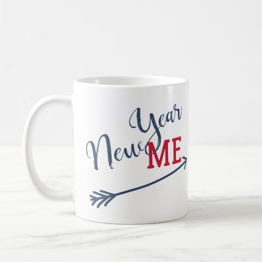 新年の解決策のおもしろいタイポグラフィのアラーム コーヒーマグカップ (左)