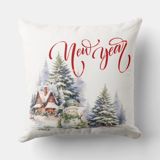 新年の赤いスタイル クッション (裏面)