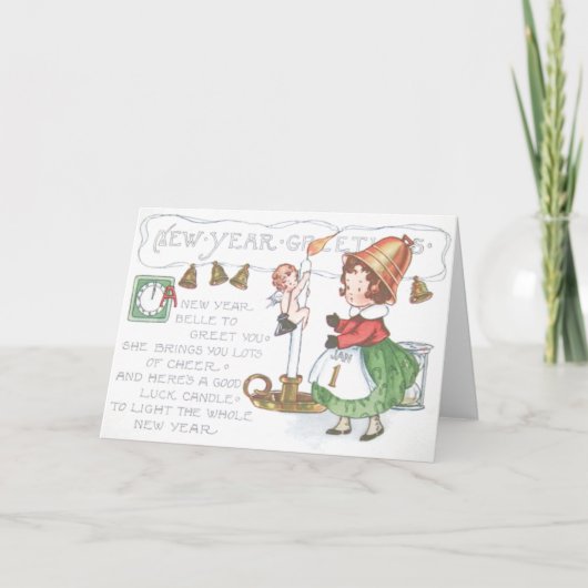 新年の赤ちゃん ロウソク 鈴 時計 砂時計 シーズンカード (正面)