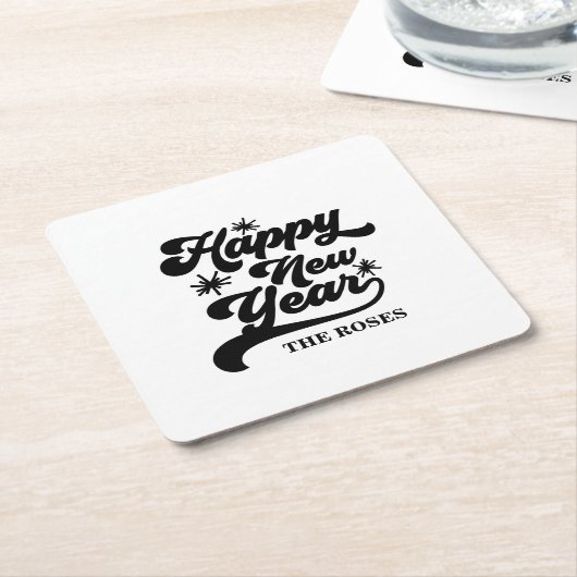 新年の輝き スクエアペーパーコースター (アングル)