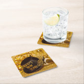 新年の金ゴールドとブラック スクエアペーパーコースター (インサイチュ)