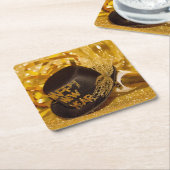 新年の金ゴールドとブラック スクエアペーパーコースター (アングル)
