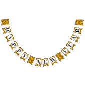 新年の金ゴールドエレガントの山型お祝い バンティングフラッグ (全)