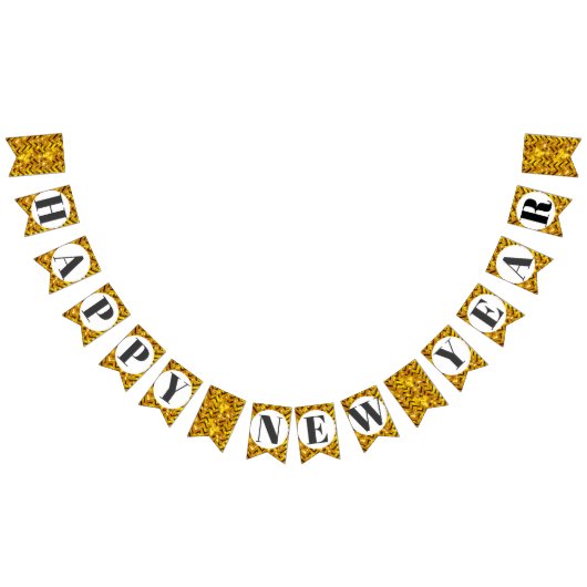 新年の金ゴールドエレガントの山型お祝い バンティングフラッグ (全)