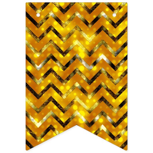 新年の金ゴールドエレガントの山型お祝い バンティングフラッグ (第1の旗)