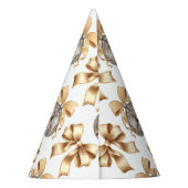 新年の金ゴールドボウ&ディスコボールパーティー帽子 パーティーハット (裏面)