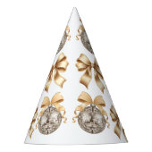 新年の金ゴールドボウ&ディスコボールパーティー帽子 パーティーハット (正面)