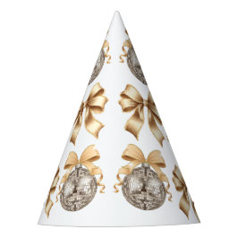 新年の金ゴールドボウ&ディスコボールパーティー帽子 パーティーハット